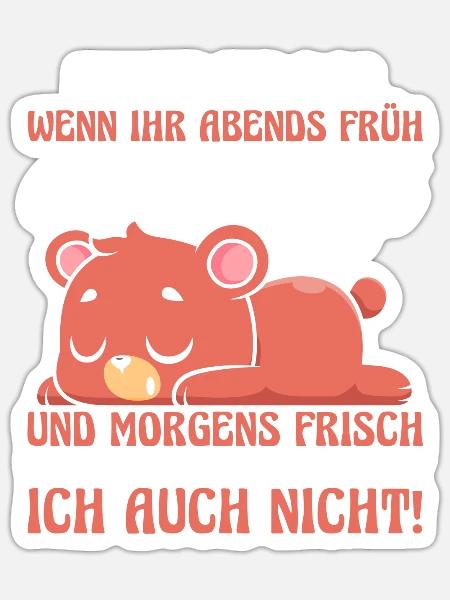 Faulenzer Langschläfer Motivation Bär - Sticker Größe S (10 x 10 cm) - Mattweiß