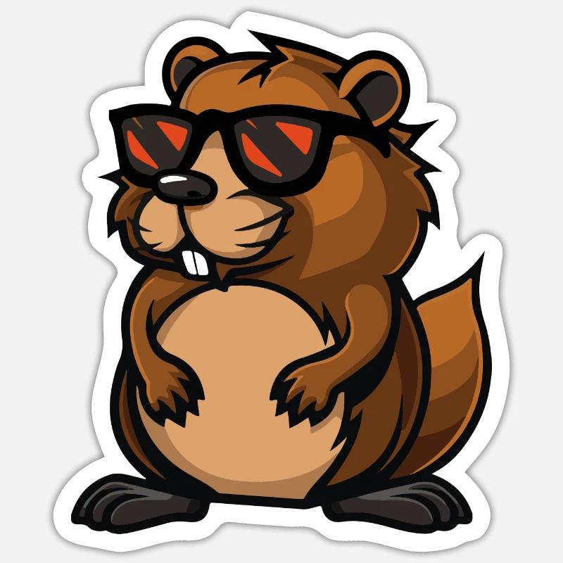 Biber Tier - Sticker Größe S (10 x 10 cm) - Mattweiß