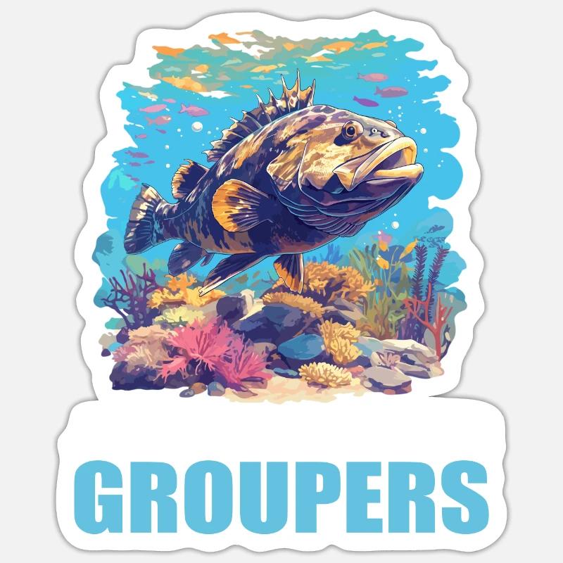 groupers grouper - Sticker size S (10 x 10 cm) - white matte