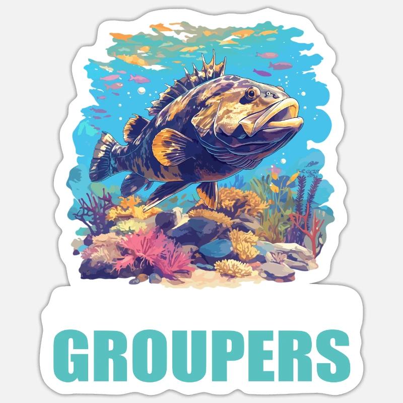groupers grouper - Sticker size S (10 x 10 cm) - white matte