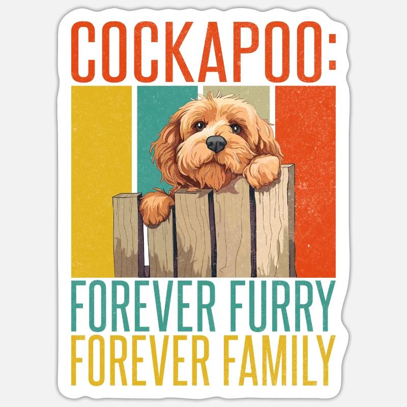 Cadeaux Cockapoo - Sticker taille S (10 x 10 cm) - blanc mat