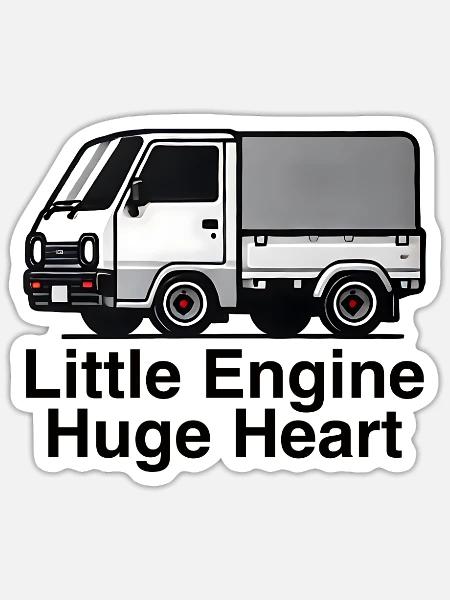 Little Engine Huge Heart Japanese Truck - Sticker Größe S (10 x 10 cm) - Mattweiß