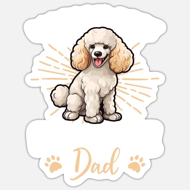 Caniche Chien Poddle Papa - Sticker taille S (10 x 10 cm) - blanc mat