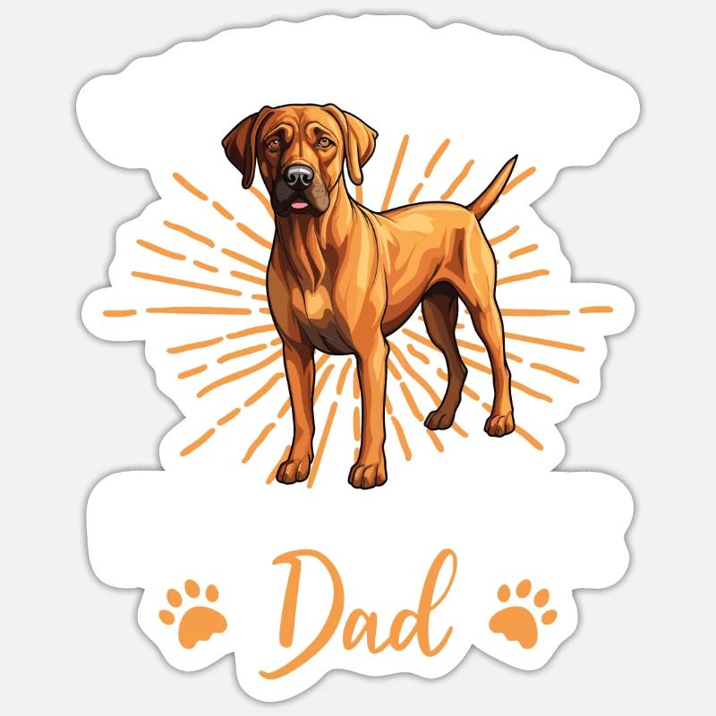 Rhodesian Ridgeback Groovy Ridgeback Dad - Sticker Größe S (10 x 10 cm) - Mattweiß
