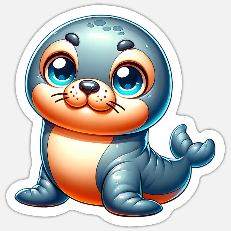 Robbe Seehund - Sticker Größe S (10 x 10 cm) - Mattweiß