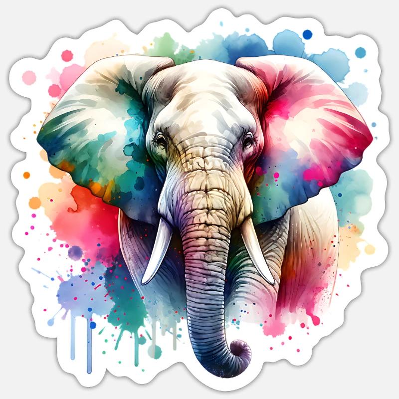 Elefant - Sticker Größe S (10 x 10 cm) - Mattweiß