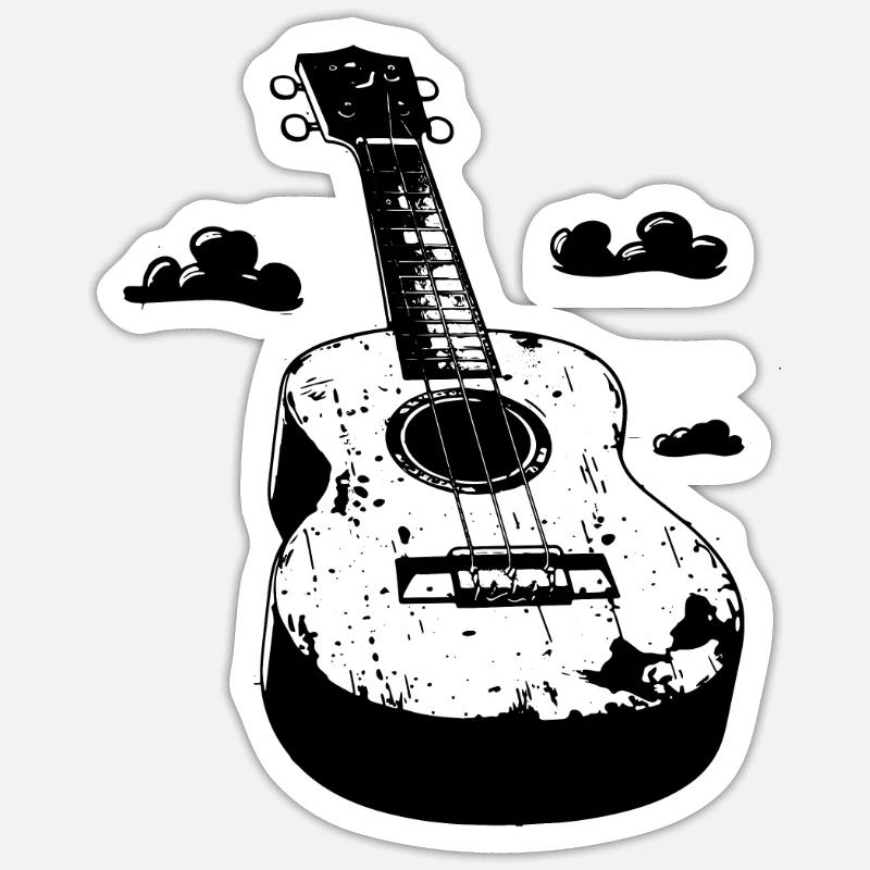 Ukulele Comic-Stil - Sticker Größe S (10 x 10 cm) - Mattweiß