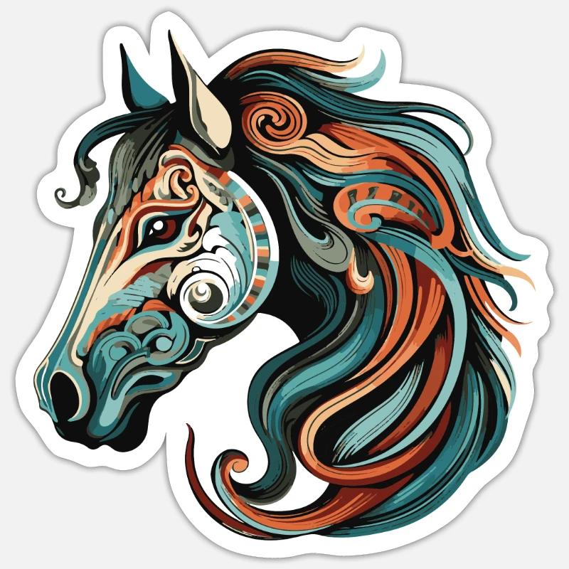 Portrait de cheval - Sticker taille S (10 x 10 cm) - blanc mat