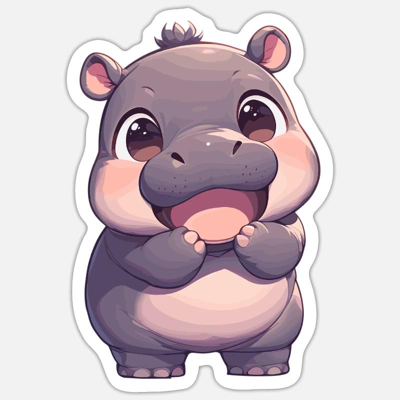 Nilpferd Flußpferd - Sticker Größe S (10 x 10 cm) - Mattweiß