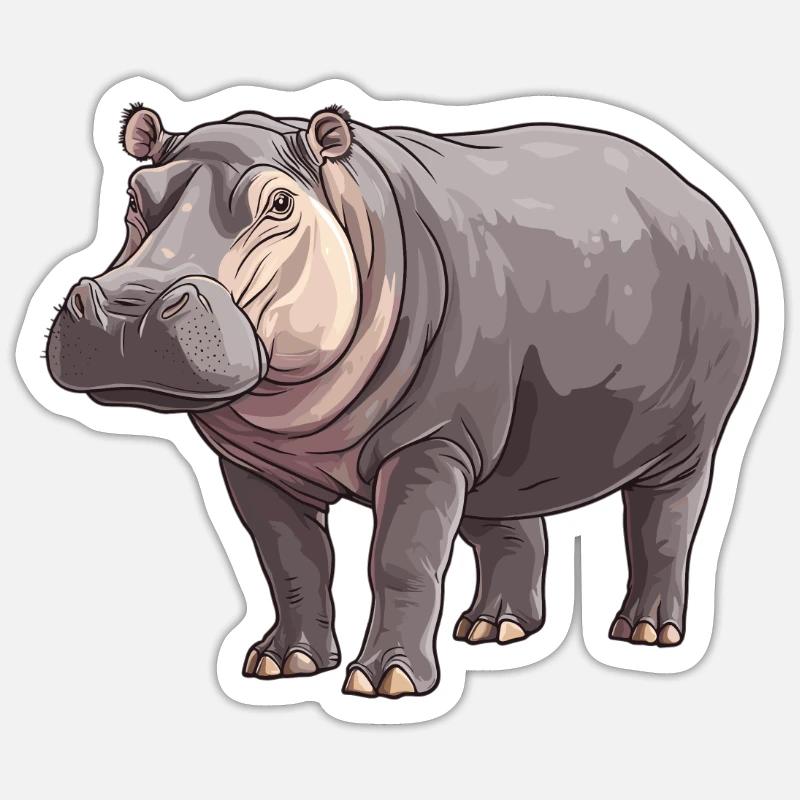 Nilpferd Flußpferd - Sticker Größe S (10 x 10 cm) - Mattweiß