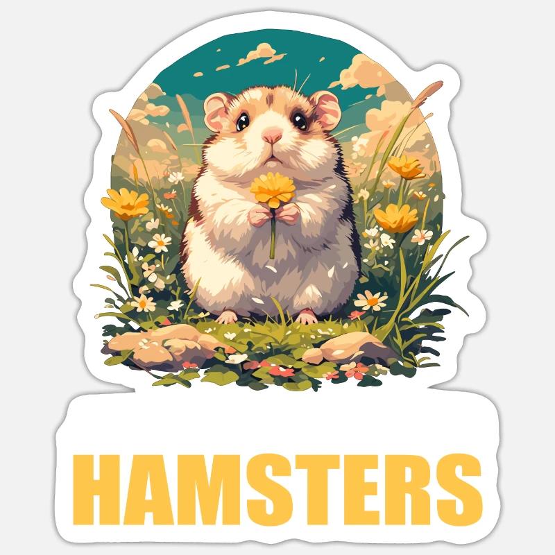 Hamster - Sticker taille S (10 x 10 cm) - blanc mat