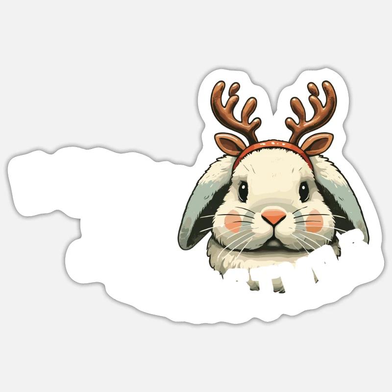 Hoppy Noël Lapin Noël - Sticker taille S (10 x 10 cm) - blanc mat