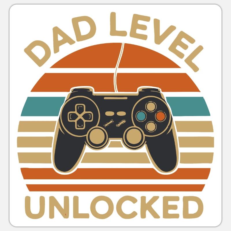 Dad level unlocked - Sticker size S (10 x 10 cm) - white matte