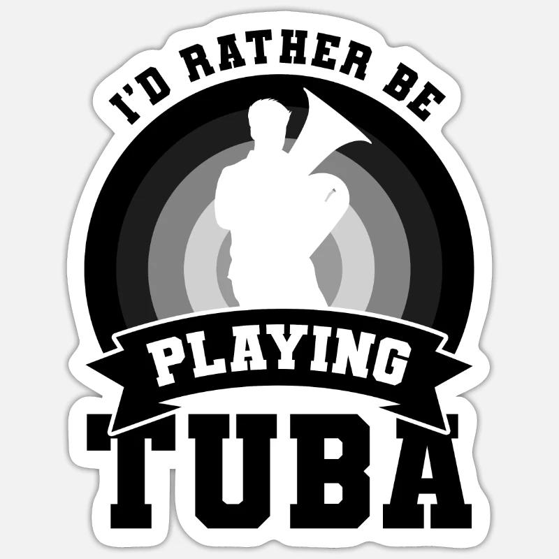 Tuba Player Wit - Sticker size S (10 x 10 cm) - white matte