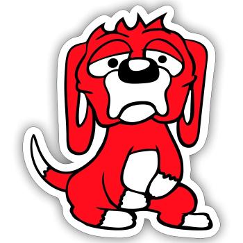 Dog looks unhappy sad shy fear - Sticker size S (10 x 10 cm) - white matte - Front