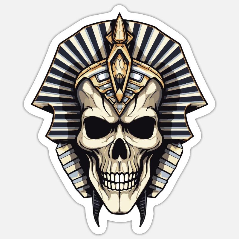 Pharao Totenkopf - Sticker Größe S (10 x 10 cm) - Mattweiß