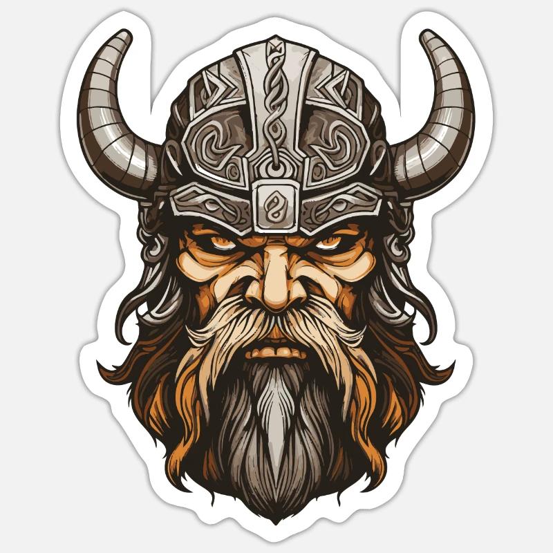 Guerrier viking Valhalla Odin - Sticker taille S (10 x 10 cm) - blanc mat