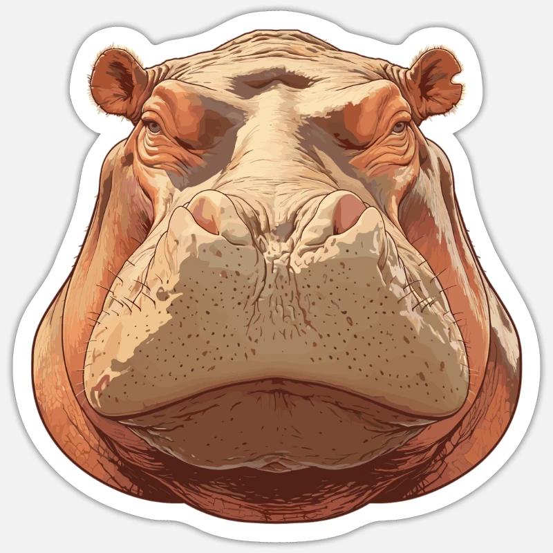 Nilpferd Flußpferd Sticker Größe S (10 x 10 cm)