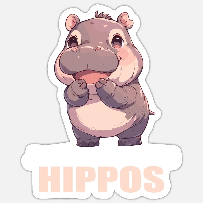 Nilpferd Flußpferd Sticker Größe S (10 x 10 cm)