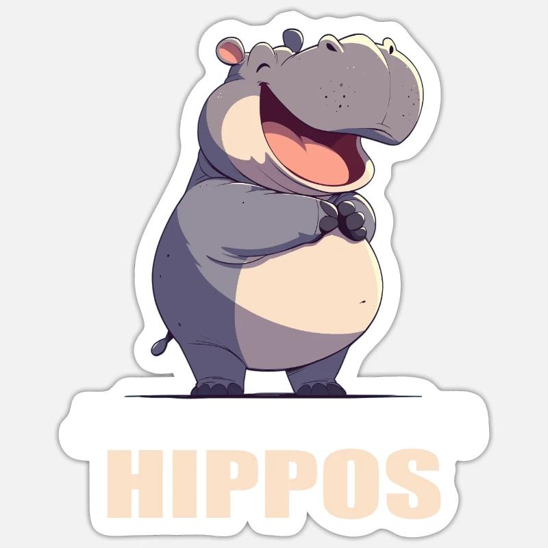 Nilpferd Flußpferd Sticker Größe S (10 x 10 cm)