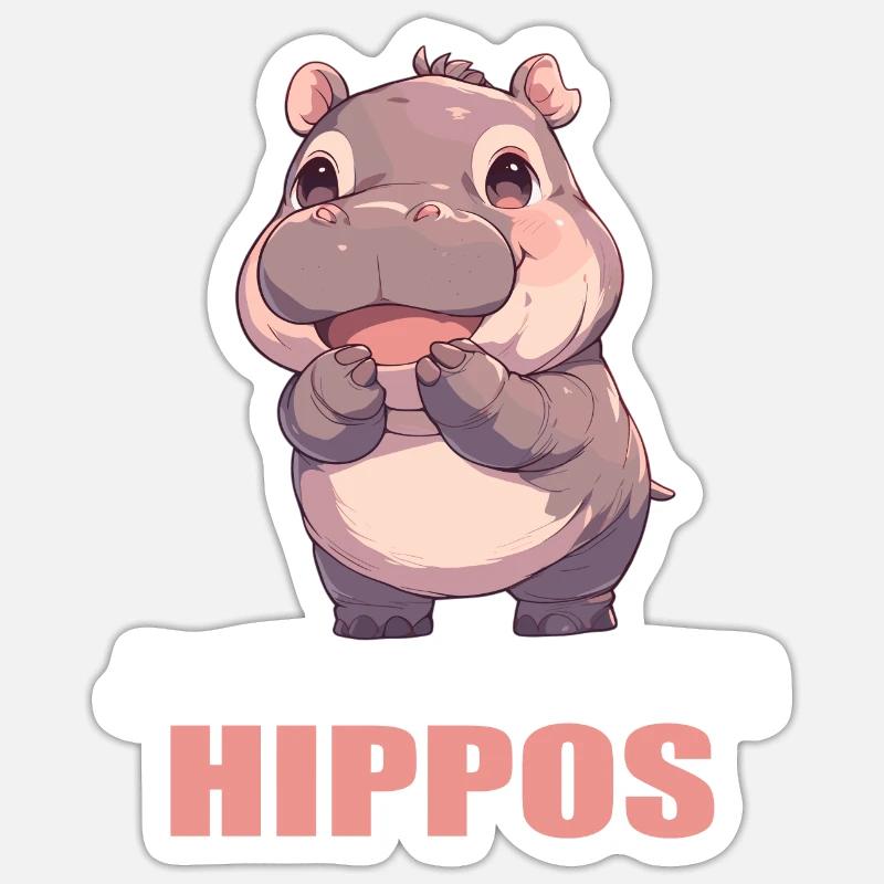 Nilpferd Flußpferd - Sticker Größe S (10 x 10 cm) - Mattweiß