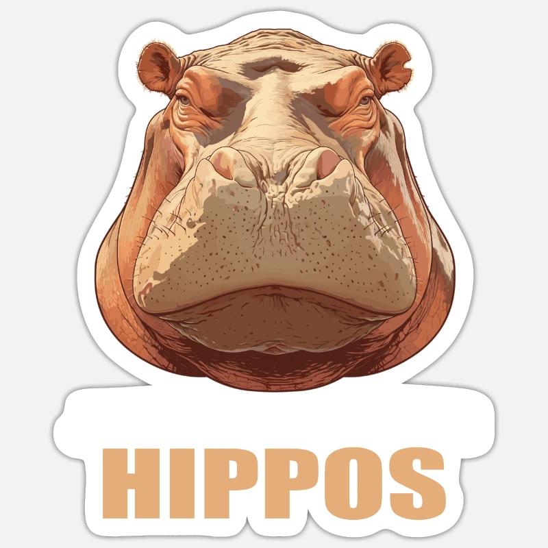 Nilpferd Flußpferd - Sticker Größe S (10 x 10 cm) - Mattweiß