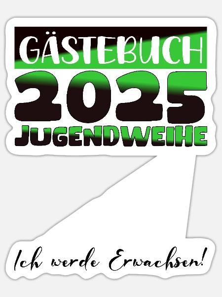 Jugendweihe 2025 Gästebuch Geschenk Mädchen Jungen - Sticker Größe S (10 x 10 cm) - Mattweiß