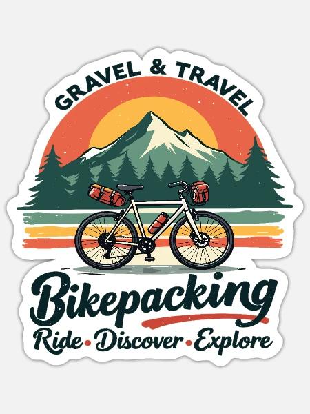 Bikepacking Gravel & Travel Abenteuer Mode - Sticker Größe S (10 x 10 cm) - Mattweiß