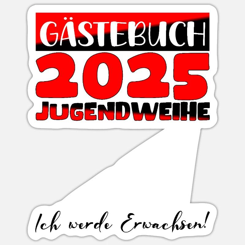 Jugendweihe 2025 Gästebuch Geschenk Mädchen Jungen - Sticker Größe S (10 x 10 cm) - Mattweiß