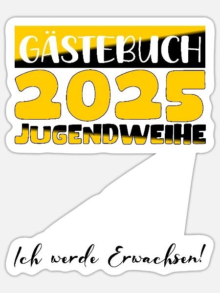 Jugendweihe 2025 Gästebuch Geschenk Mädchen Jungen - Sticker Größe S (10 x 10 cm) - Mattweiß