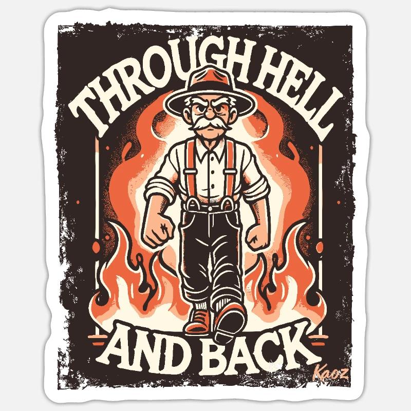 Old guy goes through hell and back Sticker size S (10 x 10 cm)