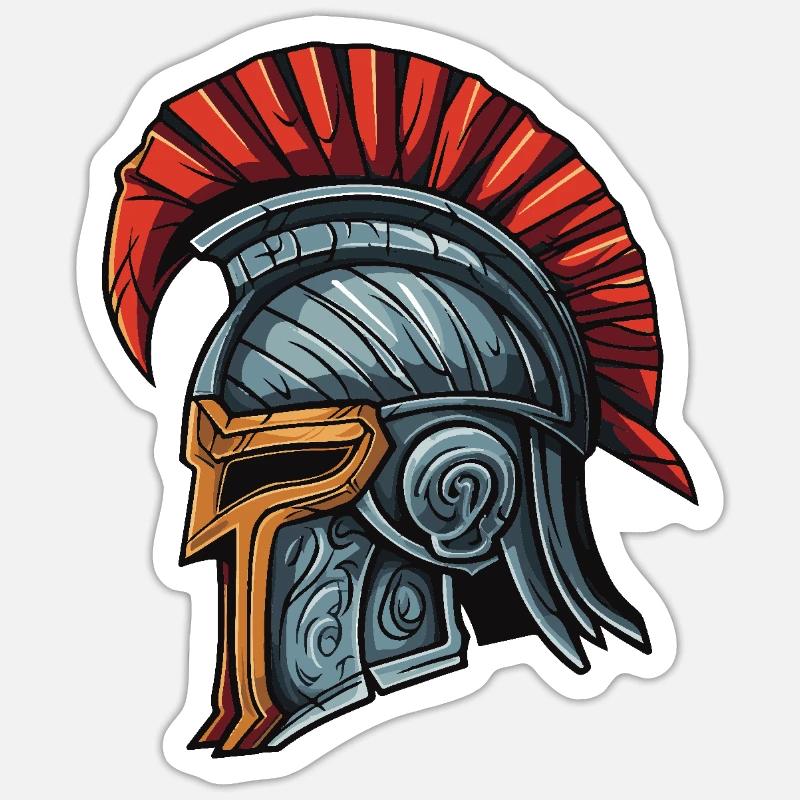 Spartaner Krieger Sparta Helm - Sticker Größe S (10 x 10 cm) - Mattweiß
