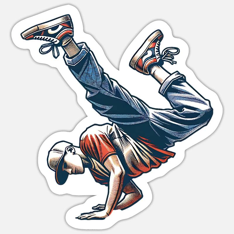 Breakdance - Sticker formato S (10 x 10 cm) - bianco opaco