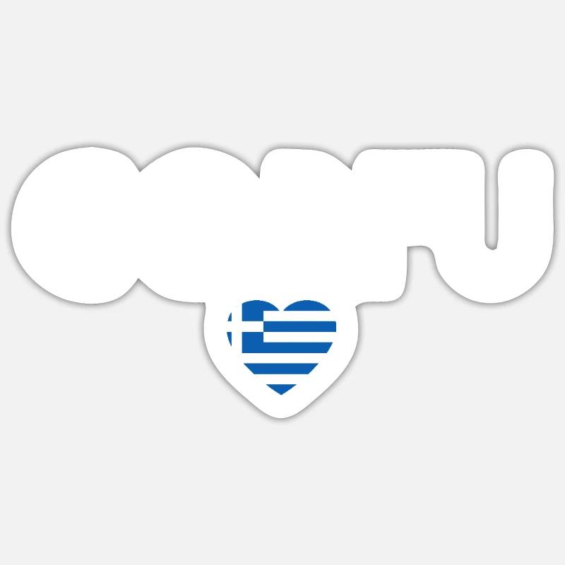 Corfou Grèce Drapeau grec Grec - Sticker taille S (10 x 10 cm) - blanc mat