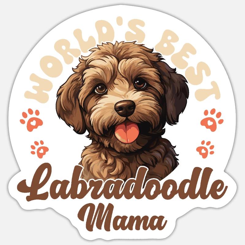 Labradoodle Groovy Labradoodle Maman - Sticker taille S (10 x 10 cm) - blanc mat