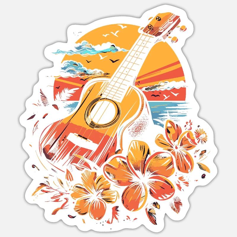 Ukulele 90s Look - Sticker size S (10 x 10 cm) - white matte