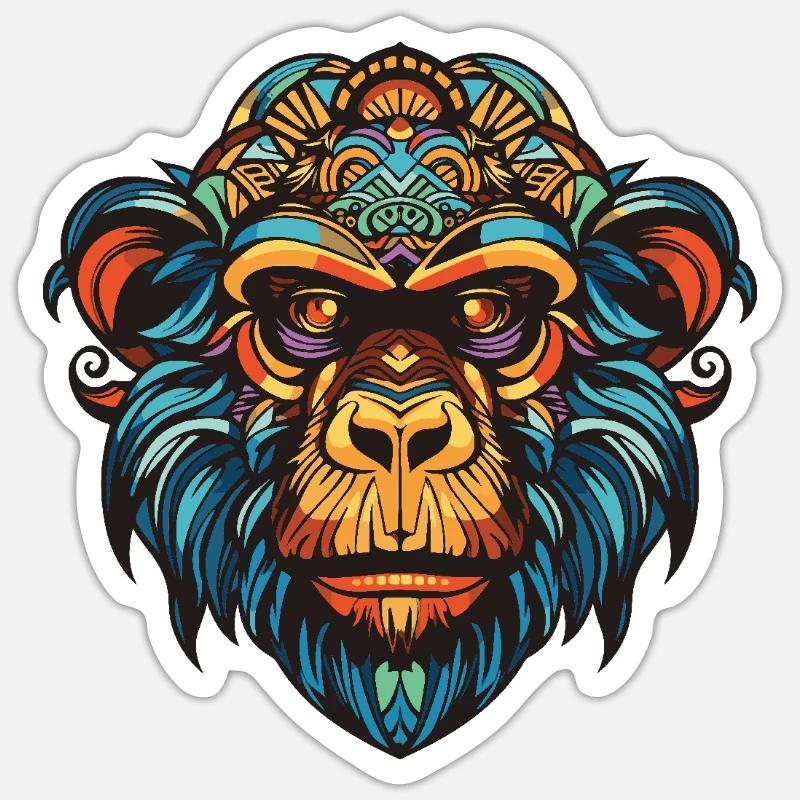 Monkey Portrait Head - Sticker size S (10 x 10 cm) - white matte
