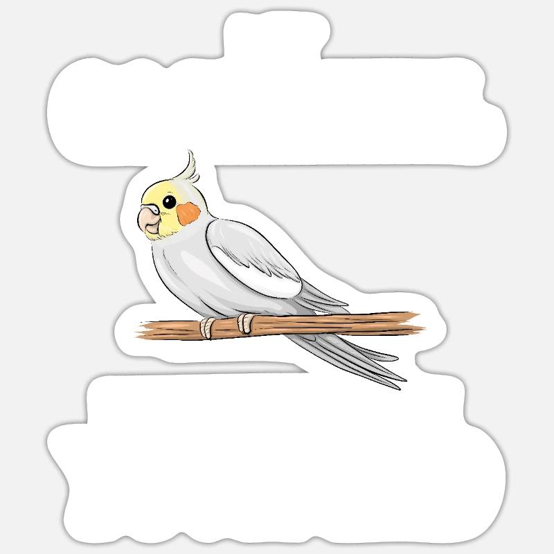 Cadeaux de calopsitte - Sticker taille S (10 x 10 cm) - blanc mat