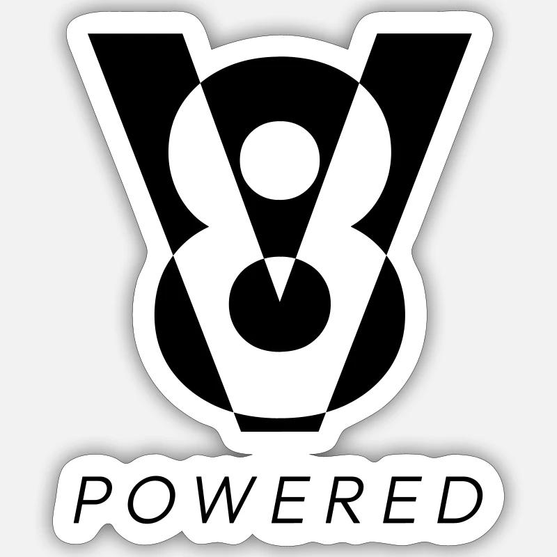 V8 Powered - Sticker Größe S (10 x 10 cm) - Mattweiß