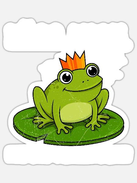 Karneval Frosch KÜSS MICH ICH BIN VERZAUBERT - Sticker Größe S (10 x 10 cm) - Mattweiß