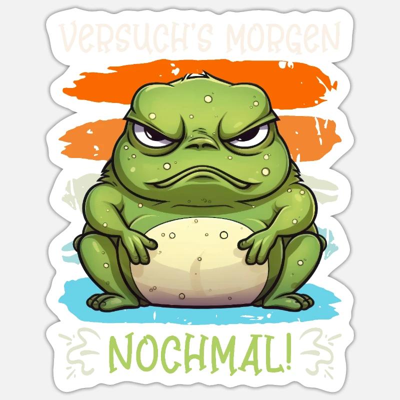 Froschkostüm VERSUCHS MORGEN NOCHMAL Lustiges Sticker Größe S (10 x 10 cm)