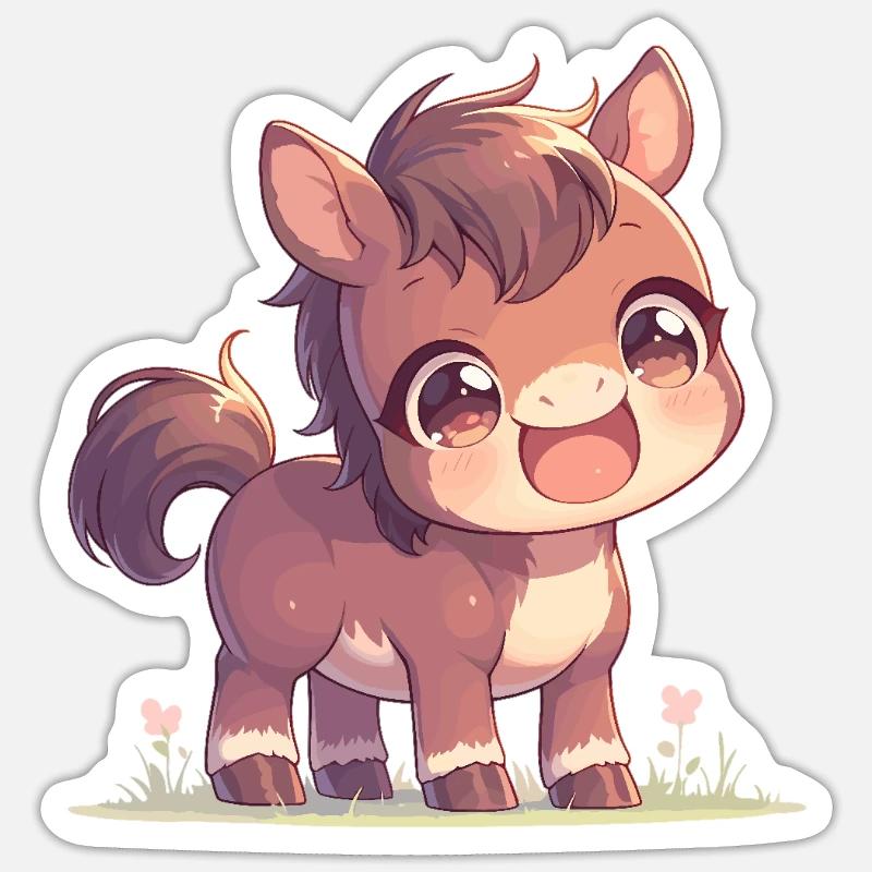 Chevaux Cheval - Sticker taille S (10 x 10 cm) - blanc mat