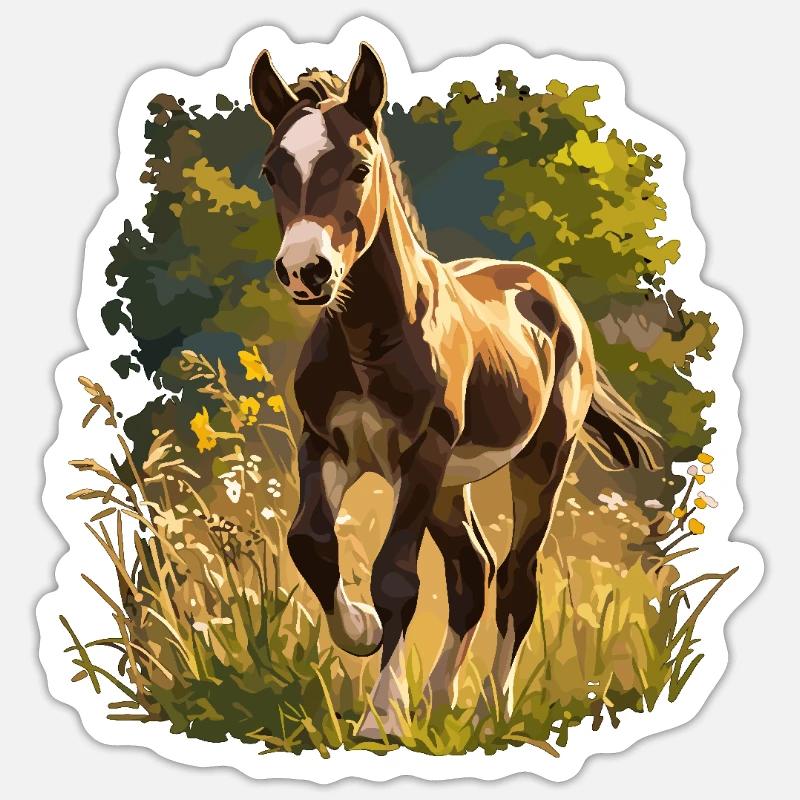 Chevaux Cheval - Sticker taille S (10 x 10 cm) - blanc mat
