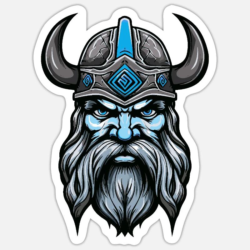 Chef Viking Valhalla Odin - Sticker taille S (10 x 10 cm) - blanc mat