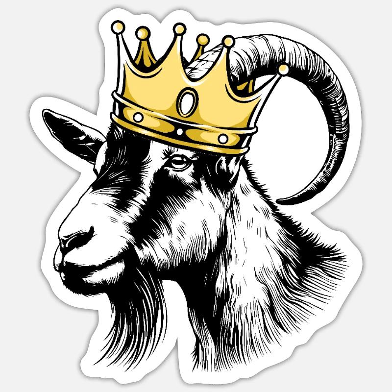 CHÈVRE. Chèvre couronnée - Sticker taille S (10 x 10 cm) - blanc mat