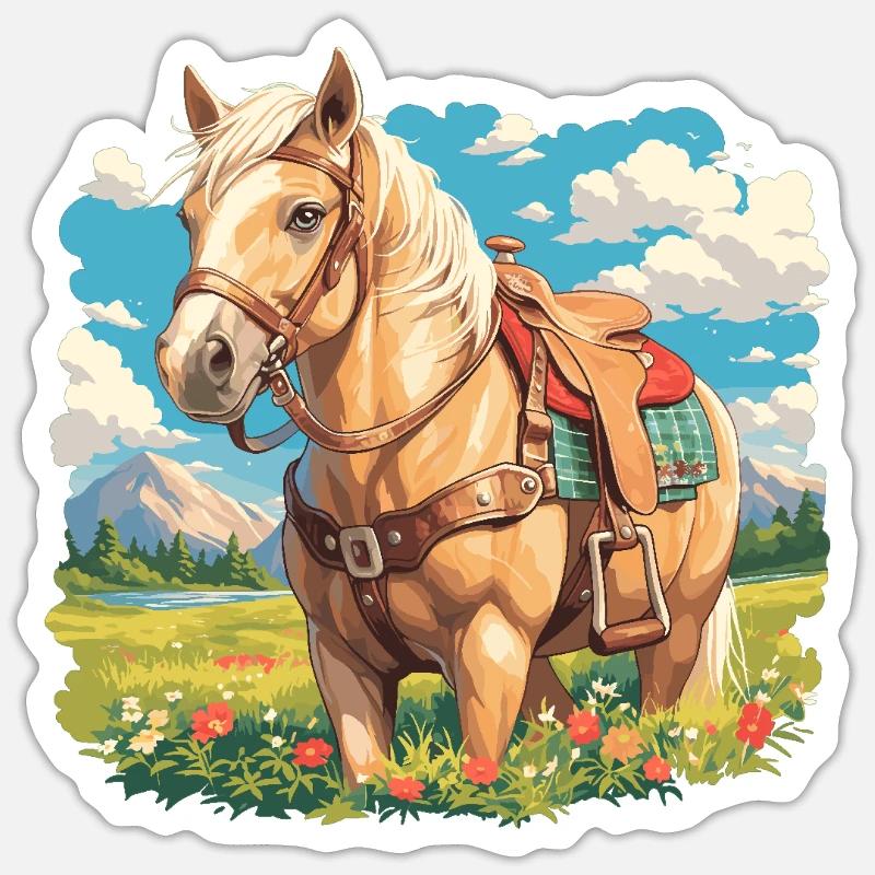 Pferde Pferd - Sticker Größe S (10 x 10 cm) - Mattweiß