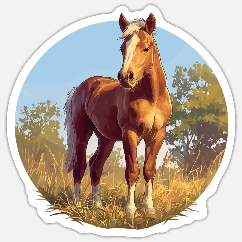 Pferde Pferd - Sticker Größe S (10 x 10 cm) - Mattweiß