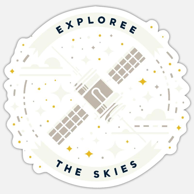 EXPLOREZ LE CIEL - Sticker taille S (10 x 10 cm) - blanc mat