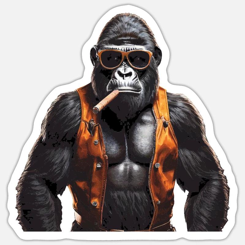 MONKEY GORILLA - Sticker size S (10 x 10 cm) - white matte