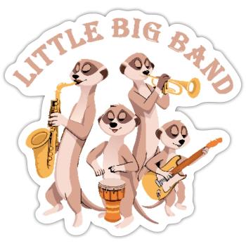 Erdmännchen Little Big Band - Sticker Größe S (10 x 10 cm) - Mattweiß - Vorne